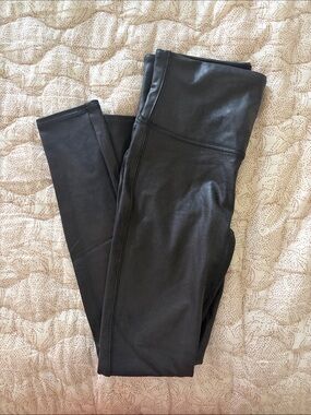 SPANX Faux Leather High-Rise Jeggings - Black